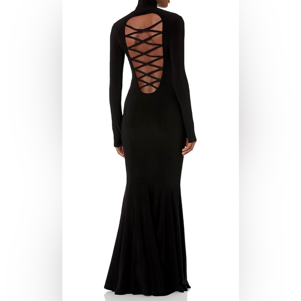 Norma Kamali Long Sleeve Turtleneck X Mermaid Fishtail Gown